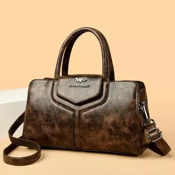 Женская кожаная сумка через плечо Boston, большая вместительная сумка, высококачественная подушка класса люкс