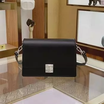 Женская кожаная сумка через плечо класса люкс 2024 года — элегантная, квадратная сумка-мессенджер для модного и универсального ношения чёрный