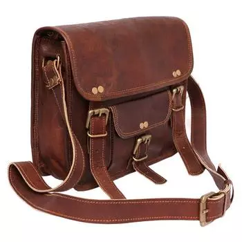 Женская кожаная сумка через плечо, сумка через плечо, сумка-мессенджер, сумка через плечо 9 x 7 x 3 in коричневый