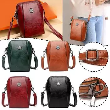 Женская кожаная сумка через плечо, сумка для мобильного телефона, сумка-мессенджер на одно плечо, большая вместимость, повседневная сумка через плечо, маленькая сумка