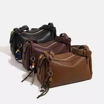 Женская кожаная сумка через плечо в стиле ретро Small темно-коричневого