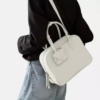 Женская кожаная сумка через плечо, женская сумка высокого класса, городская простая сумка на одно плечо, повседневная универсальная сумка No Specification белый