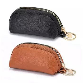 Женская кожаная сумка для монет, женская модная однотонная модная сумка-портфель # чёрный