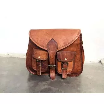 Женская кожаная сумка Goat Crossbody Натуральная коричневая сумка через плечо ручной работы 10 X 13 X 4 коричневый