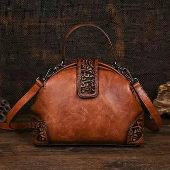 Женская кожаная сумка Johnature с тиснением в стиле ретро, универсальная сумка для отдыха, сумки через плечо и через плечо большой емкости серый