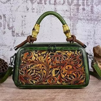 Женская кожаная сумка Johnature с тиснением в стиле ретро, модная универсальная сумка, сумки на плечо и через плечо большой вместимости