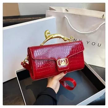 Женская кожаная сумка класса люкс с металлической пряжкой, простая модная сумка через плечо для вечеринки, косая сумка розовый