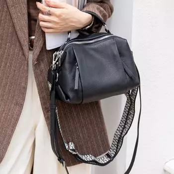 Женская кожаная сумка, корейская сумка через плечо, модная однотонная сумка через плечо, сумка из мягкой кожи Width 25 * Height 16 * Thickness 12CM