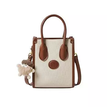 Женская кожаная сумка-мессенджер (16*6,5*20 см) 612410119 слоновая кость