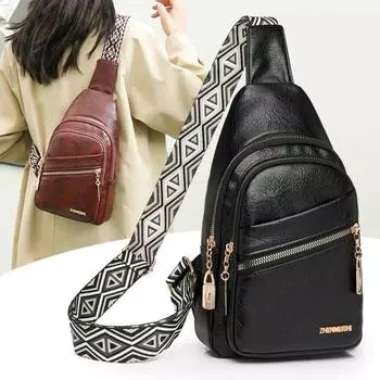 Женская кожаная сумка на грудь, сумка через плечо, водонепроницаемая сумка на плечо коричневый