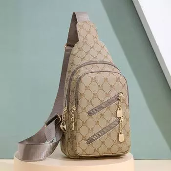 Женская кожаная сумка на груди с принтом через плечо Сумка через плечо Спортивная сумка бежевый