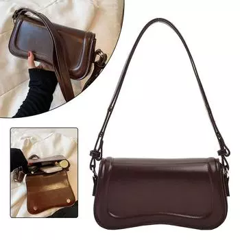 Женская кожаная сумка, повседневная сумка через плечо, клатч с регулируемым ремешком, сумка-портфель, сумка-хобо, стильный кошелек для девочек коричневый