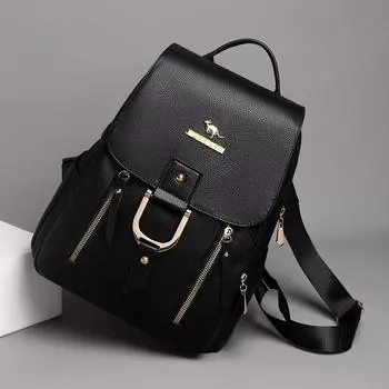 Женская кожаная сумка-рюкзак большой вместимости синий