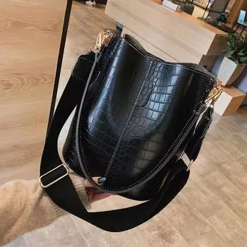 Женская кожаная сумка с крокодиловым рисунком, сумка через плечо, сумка CODE кофейный