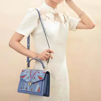 Женская кожаная сумка с вышивкой в этническом стиле, одно плечо, косая сумка с крестообразным ремешком, маленькая квадратная сумка из коровьей кожи чёрный