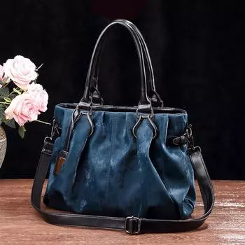 Женская кожаная сумка-саквояж с верхней ручкой, сумка через плечо, большая вместимость, сумка через плечо 25cm*13cm*26cm бордовый