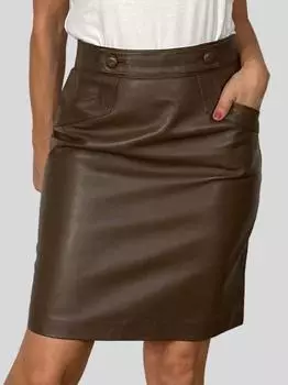 Женская кожаная юбка из натуральной мягкой овчины ручной работы, стильная, коричневая, для вечеринки и торжества S коричневый