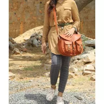 Женская кожаная женская сумка через плечо в стиле хиппи, коричневая сумка-тоут 10 x 13 x 4 in коричневый