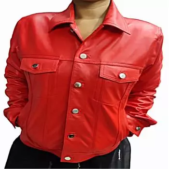 Женская красная кожаная рубашка из натуральной овчины, кожаная рубашка дальнобойщика, кожаная рубашка знаменитостей, кожаная рубашка для свидания в кино, лучший подарок для нее