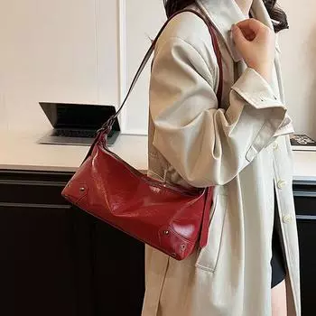 Женская красная квадратная сумка осень-зима однотонная повседневная сумка через плечо для поездок на работу новая универсальная женская сумка через плечо из искусственной кожи (30cm<Max Length<50cm)