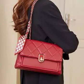 Женская красная свадебная сумочка: Модная вместительная сумка 2024 года, украшенная бриллиантами красный