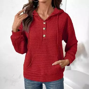 Женская красная толстовка с капюшоном и длинными рукавами в маленьком стиле L красный