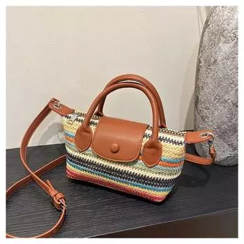 Женская красочная плетеная сумка через плечо Мини-сумки Хобо Роскошная соломенная сумка Пляжный отдых Новый стиль Чувство моды