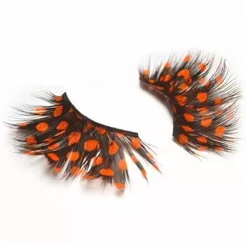 Женская красота Преувеличенный Драма сценический макияж Креативность Перья Пушистые Накладные ресницы Точка оранжевый