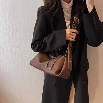 Женская креативная дизайнерская сумка через плечо, темпераментная однотонная простая сумка-подушка кофейный