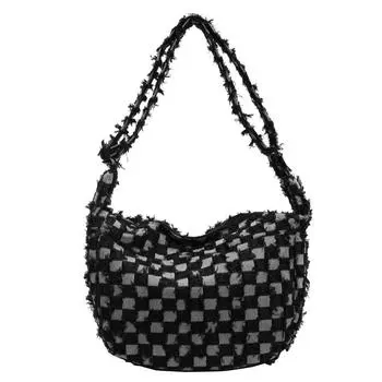 Женская креативная джинсовая сумка, модная сумка-пельмень. чёрный