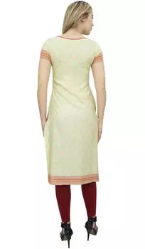 Женская кремовая блузка Kurti Kurta Bimba с цветочным принтом, Индия, повседневная 10 кремовый