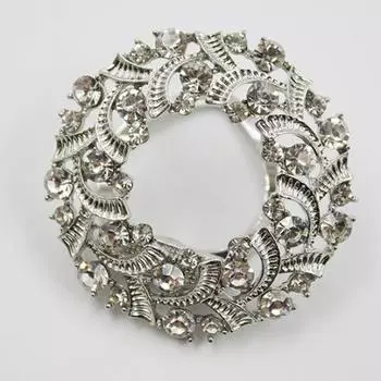 Женская круглая блестящая шелковая лента с пряжкой и стразами, держатель для шарфа из сплава, зажим для шарфа