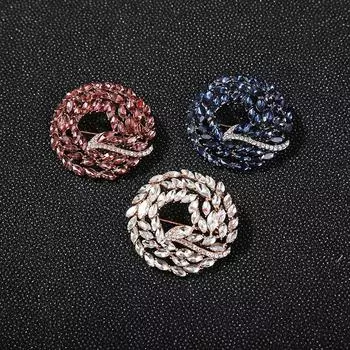 Женская круглая брошь со стразами, ювелирные изделия, блестящие, изысканные, роскошные, металлические значки, корсаж, элегантная одежда, пальто, аксессуары, булавки белый