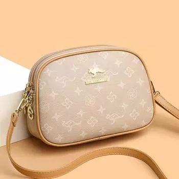 Женская круглая сумка-торба с принтом, сумка через плечо, сумка через плечо, сумка для матери коричневый