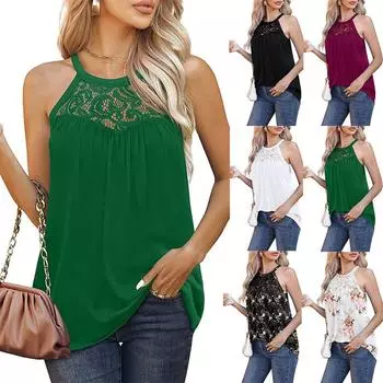 Женская кружевная блузка, жилет, летняя кружевная плиссированная футболка, топы из чистого шифона S белый