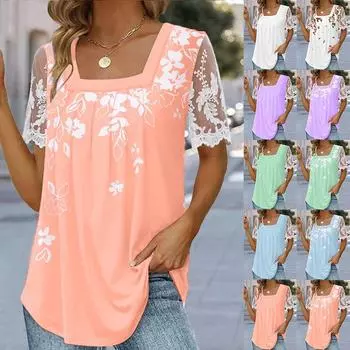 Женская кружевная футболка с принтом 2023 года S фиолетовый