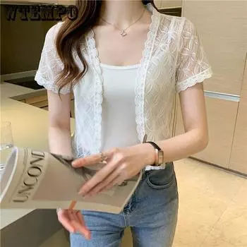 Женская кружевная шаль, солнцезащитная одежда, шаль больших размеров, свободный внешний шифоновый кардиган, тонкое пляжное пальто S белый