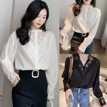 Женская кружевная шифоновая рубашка, женский дизайн, нишевое летнее платье, универсальный костюм, нижняя рубашка, топ