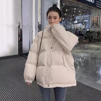 Женская куртка 2XL с хлопковой подкладкой, женское модное зимнее пальто Ins, студенческое пальто нового стиля, толстое хлопковое пальто большого размера 2XL белый