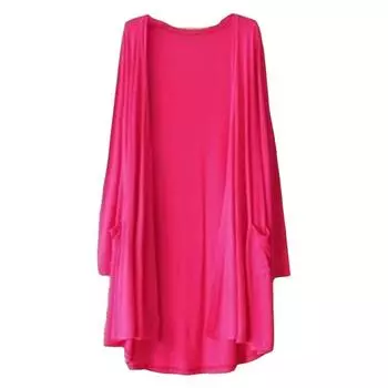 Женская куртка, элегантный женский кардиган средней длины с карманами для повседневной носки, легкое весенне-осеннее пальто с открытыми плечами One Size розы красного