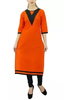 Женская куртка Bimba из хлопка с рукавами 3 4 и однотонным узором с контрастной кокеткой 10 оранжевый