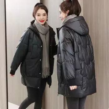 Женская куртка больших размеров на осень и зиму, легкая, тонкая, с подкладкой, утолщенная, с отворотом, средней длины, на молнии, с капюшоном, теплая, свободная верхняя одежда 3XL