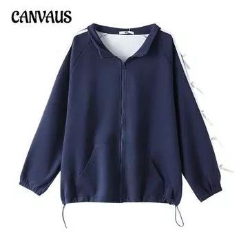 Женская куртка больших размеров с бантом в полоску, осень, новая, свободная, с длинными рукавами 2XL синий