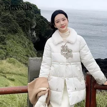 Женская куртка больших размеров с плюшевыми лацканами, этнической национальной ветровой вышивкой, средней длины, модная талия, шнуровка, хлопковая одежда S чёрный