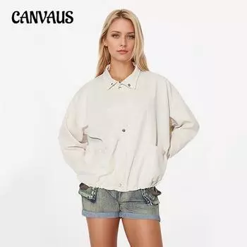Женская куртка большого размера Casual Solid Color Spring and Autumn с длинным рукавом и лацканами, свободная, с защитой от солнца One Size абрикосовый