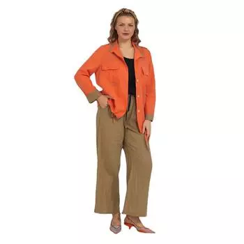 Женская куртка большого размера Fierte Lm15210, льняная куртка со спортивным карманом на потайной пуговице