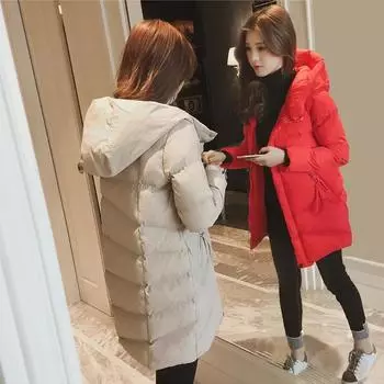 Женская куртка большого размера на осень и зиму, утепленная, длинная, выше колена, куртка, тонкая, с капюшоном, теплая верхняя одежда 2XL белый