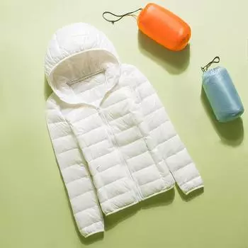 Женская куртка большого размера с капюшоном, короткая, теплая, тонкая, на молнии, бесплатная сумка для хранения 7XL