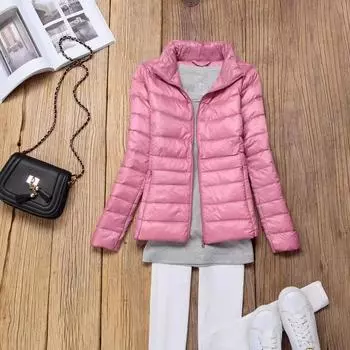 Женская куртка большого размера с воротником-стойкой, короткая, теплая, на молнии, с бесплатной сумкой для хранения 7XL