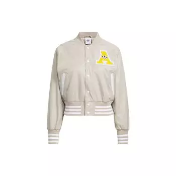 Женская куртка-бомбер Adidas Originals Trefoil Collegiate с вышивкой буквами, бежевая IU4770